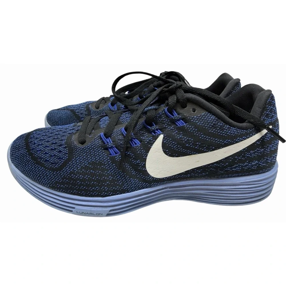 Nike Women's LunarTempo 2 Athletic Sneaker Shoes Black Blue 818098‎ 401 Size 8.5